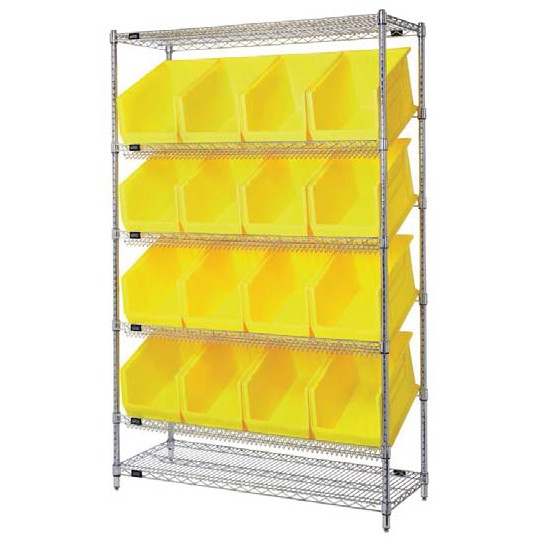 Wire Shelving System with Flat and Slanted Shelves